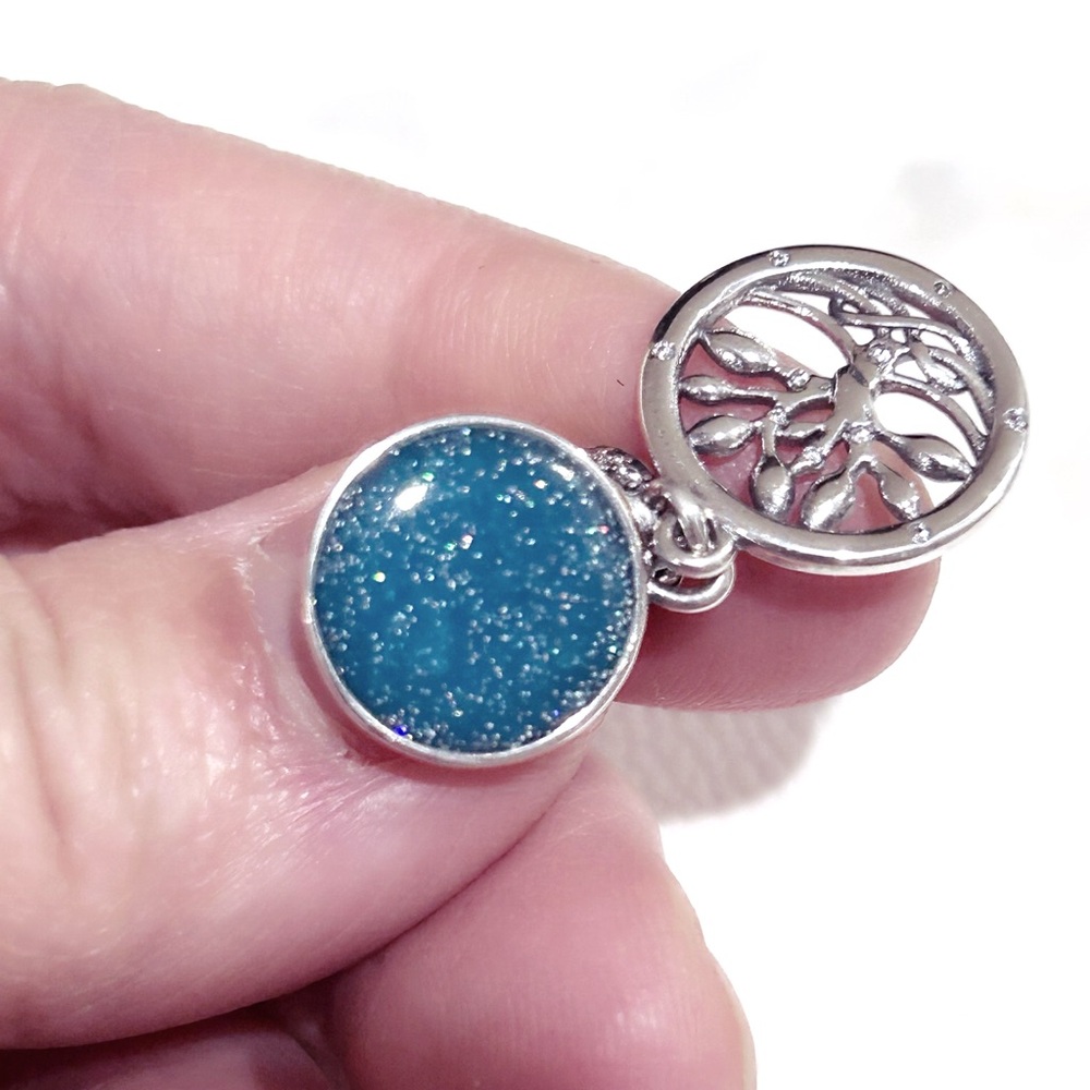 PANDORA Glow-in-the-dark Infinity Tree Double Dangle Charm w/box - Picture 2 of 8